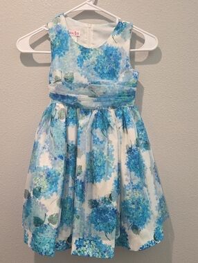 Jessica Ann Blue Hydrangea Floral Party Dress 6x